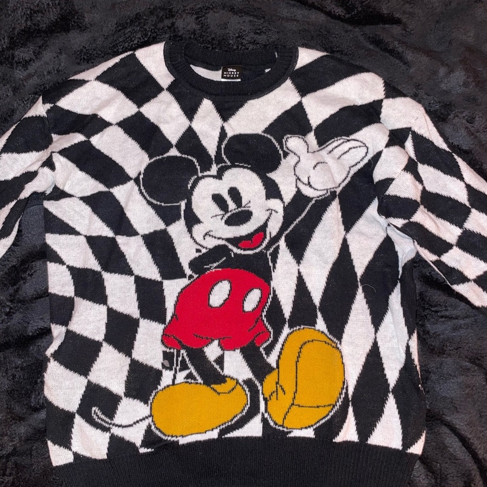 mickey mouse wonky checker sweater